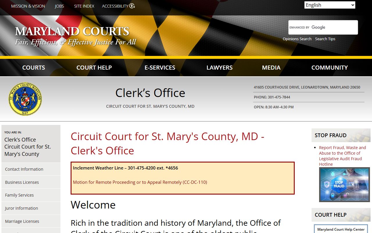 St. Mary's County Circuit Court for genealogy records research