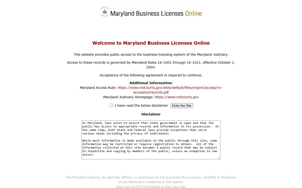 Carroll County business license online search portal Maryland