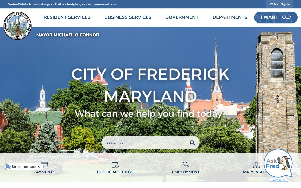 City of Frederick Maryland government for genealogy research